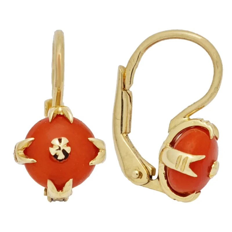 Kolczyki złote z koralem naturalnym Au 585
