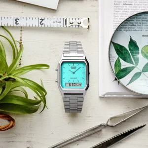 Zegarek-Casio-AQ-230A-2A2MQYES-Tiffany-Blue-Vintage-elegancki-jpg.webp Zegarek Casio AQ-230A-2A2MQYES Tiffany Blue Vintage