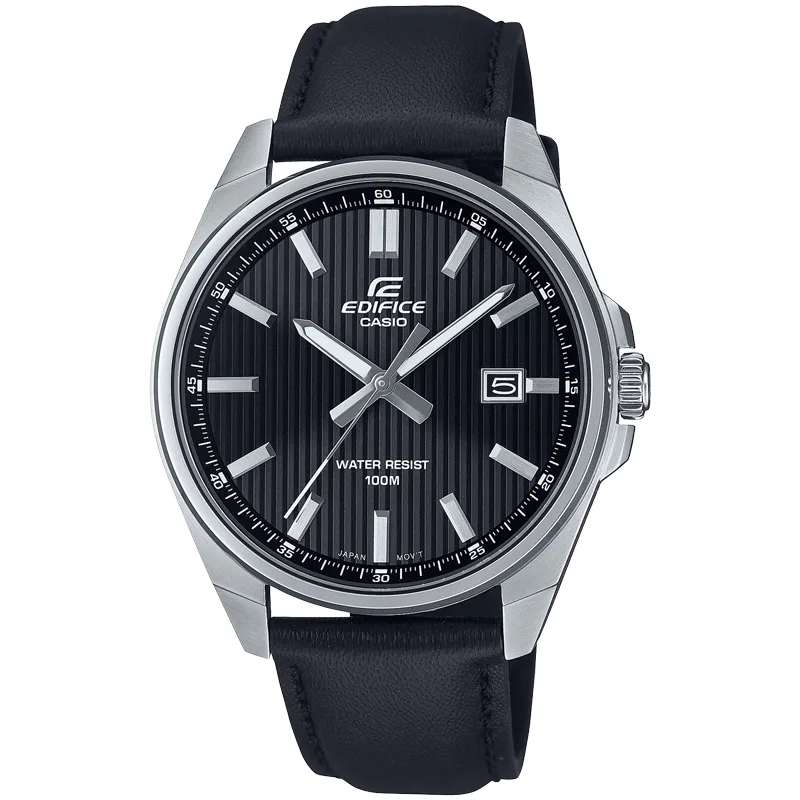 Zegarek-Casio-EDIFICE-EFV-150L-1AVUEF-CLASSIC-Zegarek-meski-pasek-skorzany-czarna-tarcza-jpg.webp Zegarek Casio EDIFICE EFV-150L-1AVUEF CLASSIC